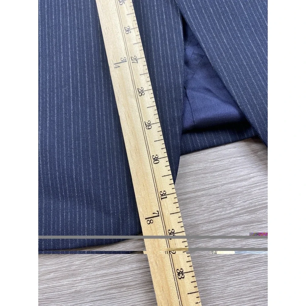 Burberry London Men's Striped 100% Wool Suit Jacket Navy Size 52 R‎